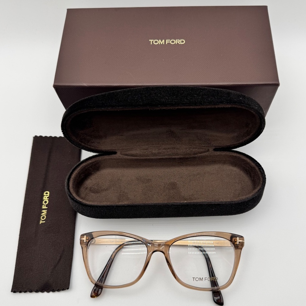 NIB Tom Ford Eyeglass Frames FT5353 045 Light Brown & Gold